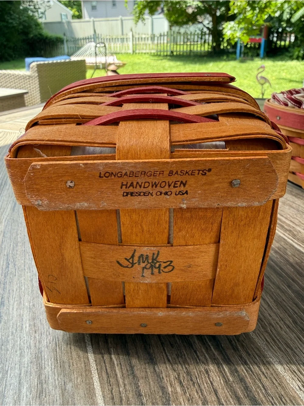 Longaberger Sweetheart Handwoven Basket Set with Striped Liners & Protectors